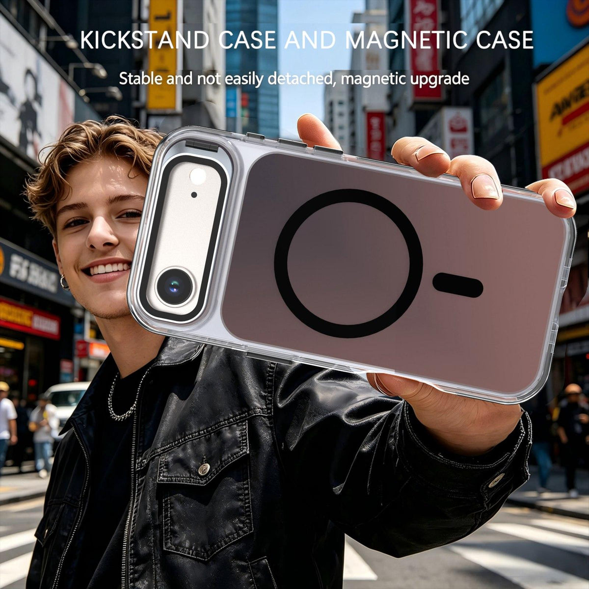 For iPhone Air Chameleon Gen2 Lens Cover Kickstand Magnetic Phone Case - Black - EDA010044520C