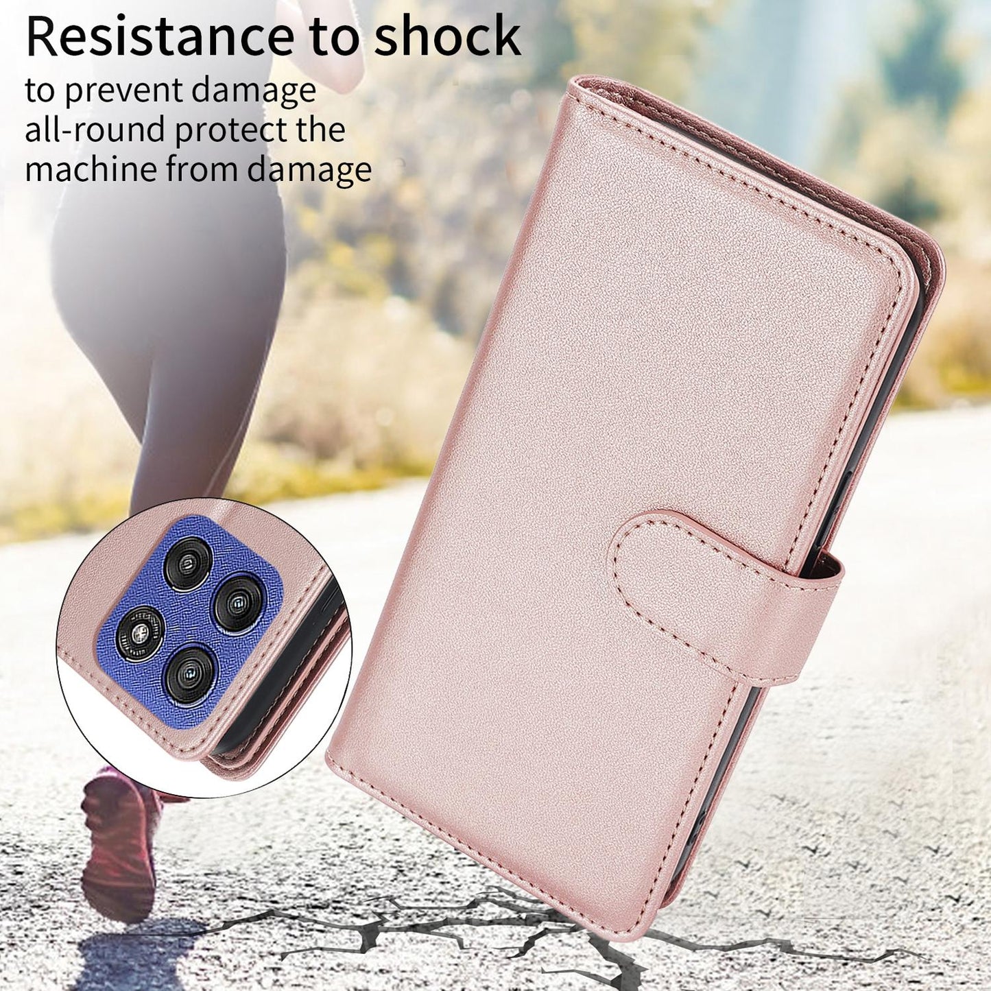 For Motorola Moto G Stylus 2025 / Edge 60 Stylus Multi-Card Wallet RFID Leather Phone Case(Rose Gold)
