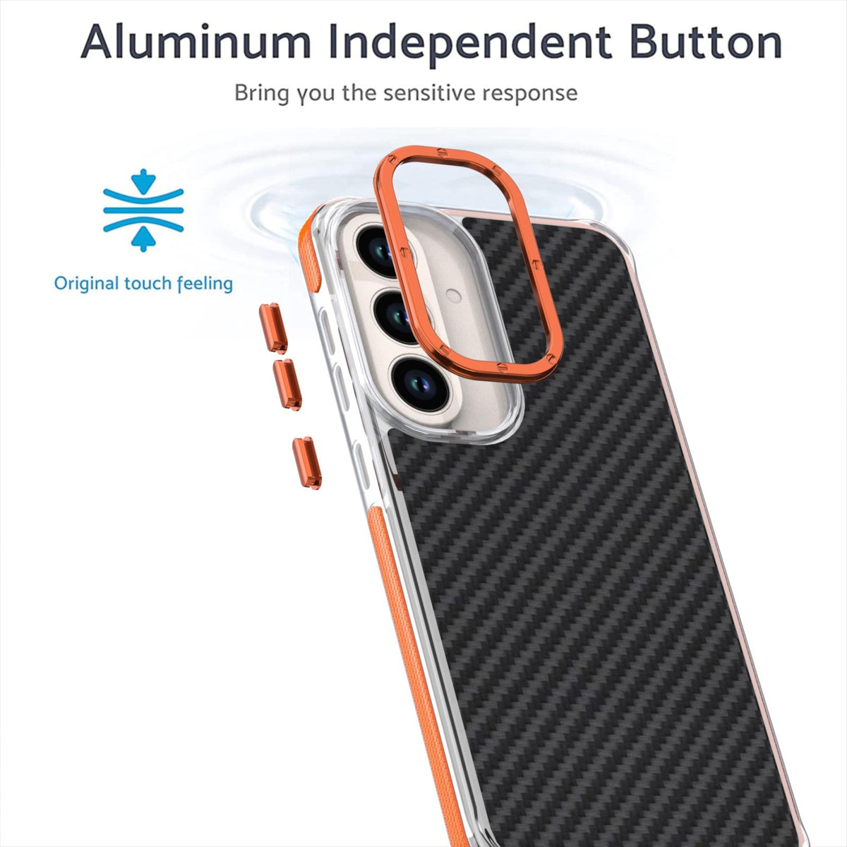 For Galaxy S26 FE 5G Dual-Color Carbon Fiber Texture Acrylic Hybrid TPU Phone Case - Orange - EDA010106601A