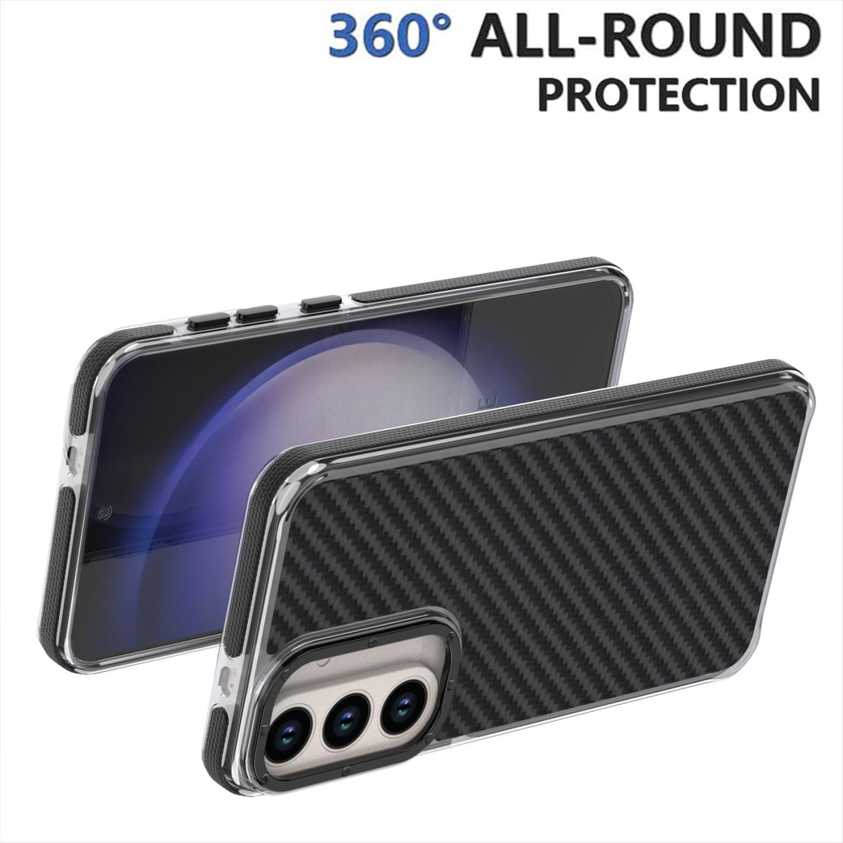 For Galaxy S26 FE 5G Dual-Color Carbon Fiber Texture Acrylic Hybrid TPU Phone Case - Black - EDA010106601B