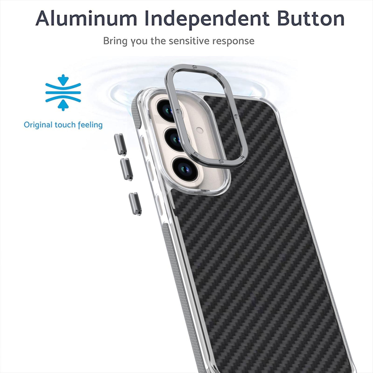 For Galaxy S26 FE 5G Dual-Color Carbon Fiber Texture Acrylic Hybrid TPU Phone Case - Gray - EDA010106601C