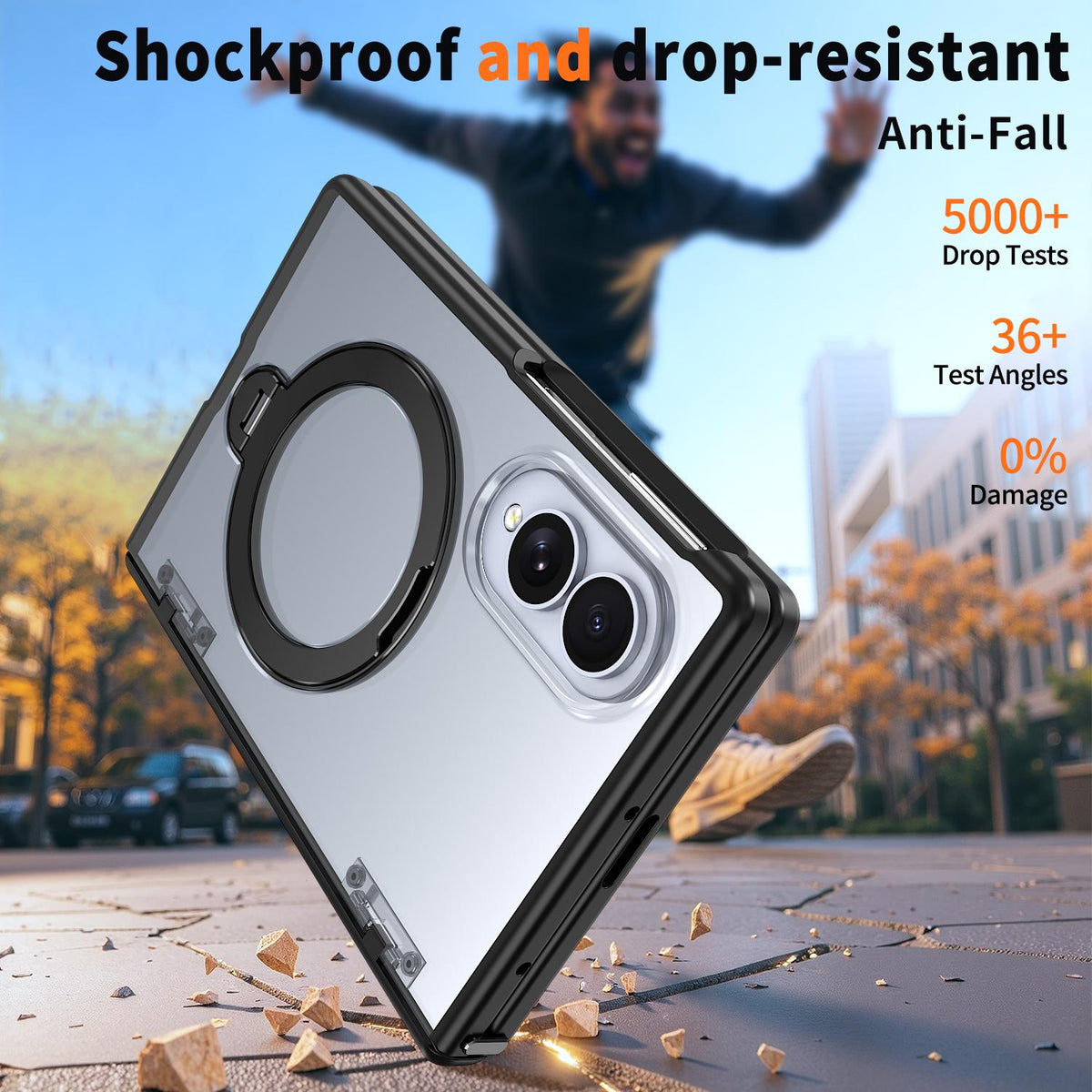For Galaxy Z Fold8 5G ShenYi R2 Magnetic 360 Folding Metal Ring Holder Phone Case - Black - EDA010131201A
