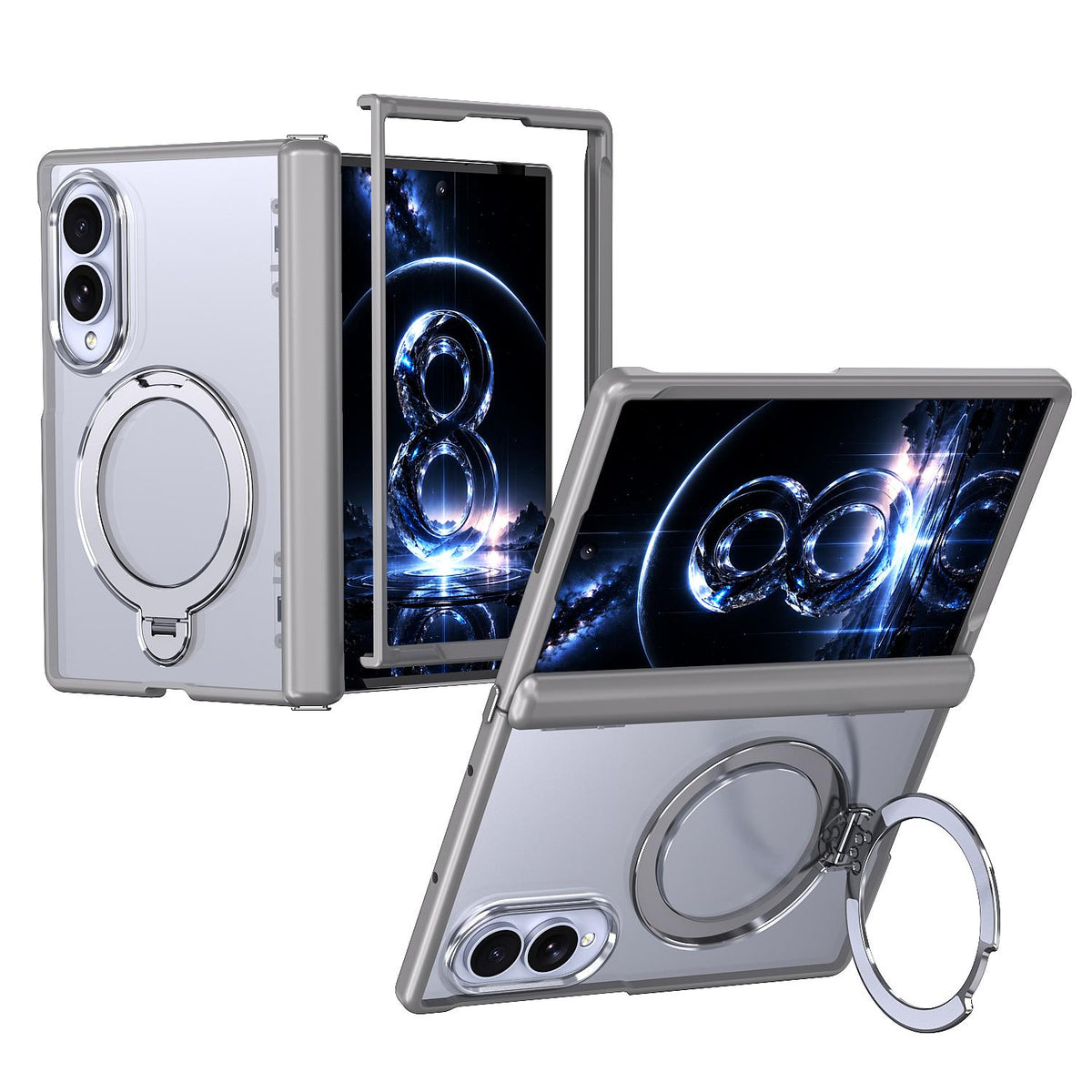 For Galaxy Z Fold8 5G ShenYi R2 Magnetic 360 Folding Metal Ring Holder Phone Case - Titanium Gray - EDA010131201C