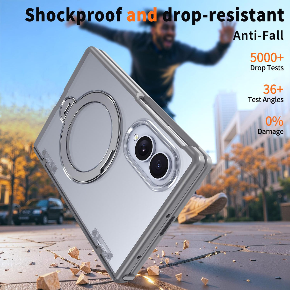 For Galaxy Z Fold8 5G ShenYi R2 Magnetic 360 Folding Metal Ring Holder Phone Case - Titanium Gray - EDA010131201C