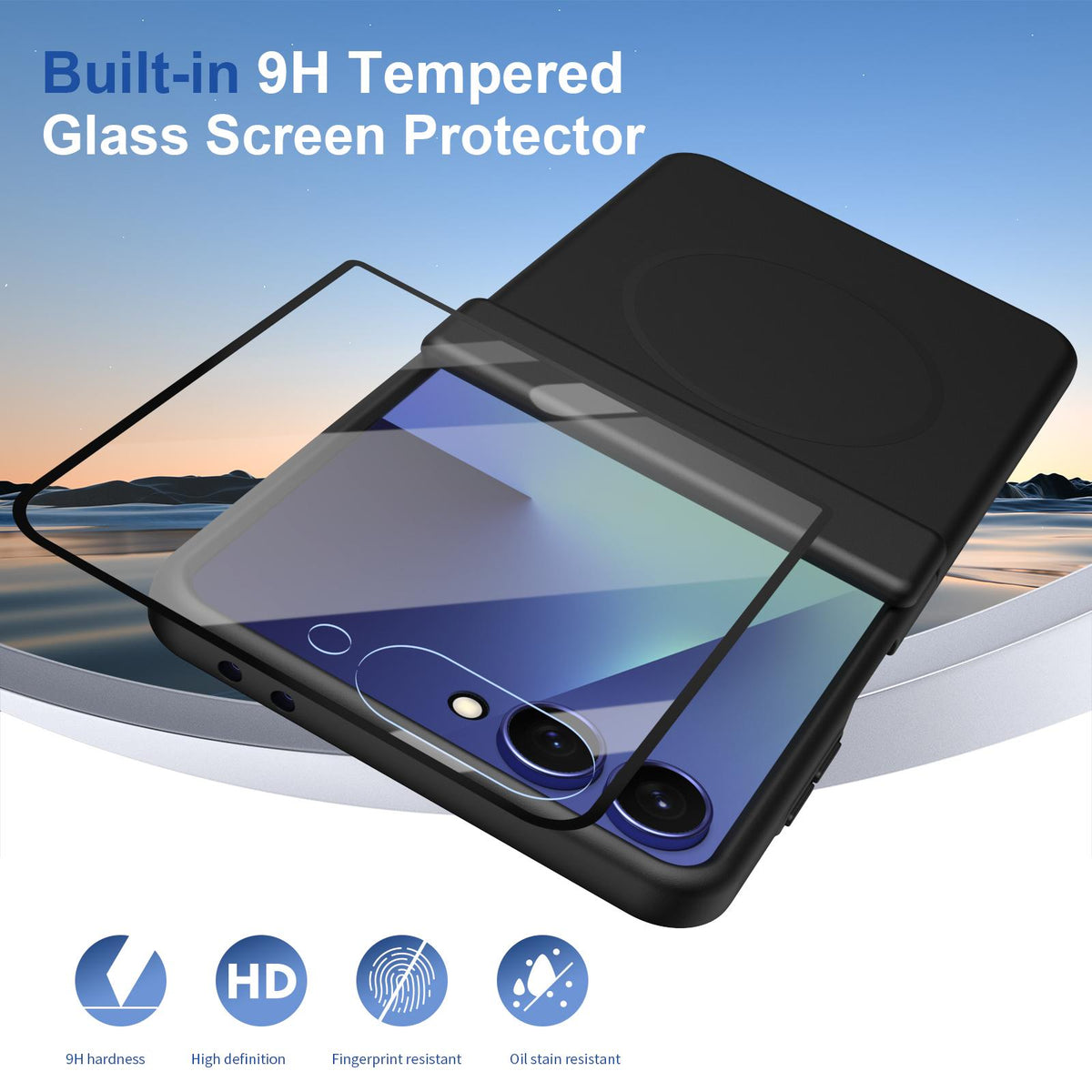 For Galaxy Z Flip8 5G Full Cover HD Integrated Magnetic Hinge Folding Phone Case - Black - EDA010134103A
