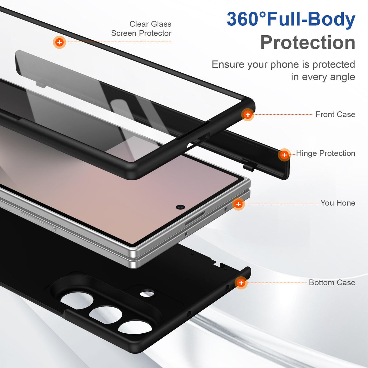 For Samsung Galaxy Z Fold7 5G Full Cover HD Integrated Magnetic Hinge Folding Phone Case - Black - EDA010134104A