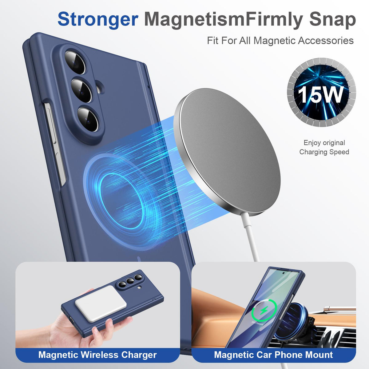 For Samsung Galaxy Z Fold7 5G Full Cover HD Integrated Magnetic Hinge Folding Phone Case - Blue - EDA010134104B