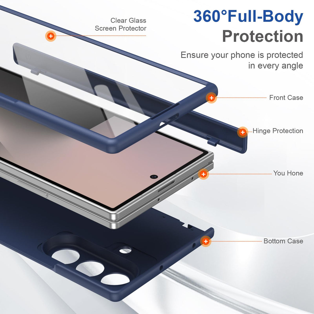 For Samsung Galaxy Z Fold7 5G Full Cover HD Integrated Magnetic Hinge Folding Phone Case - Blue - EDA010134104B