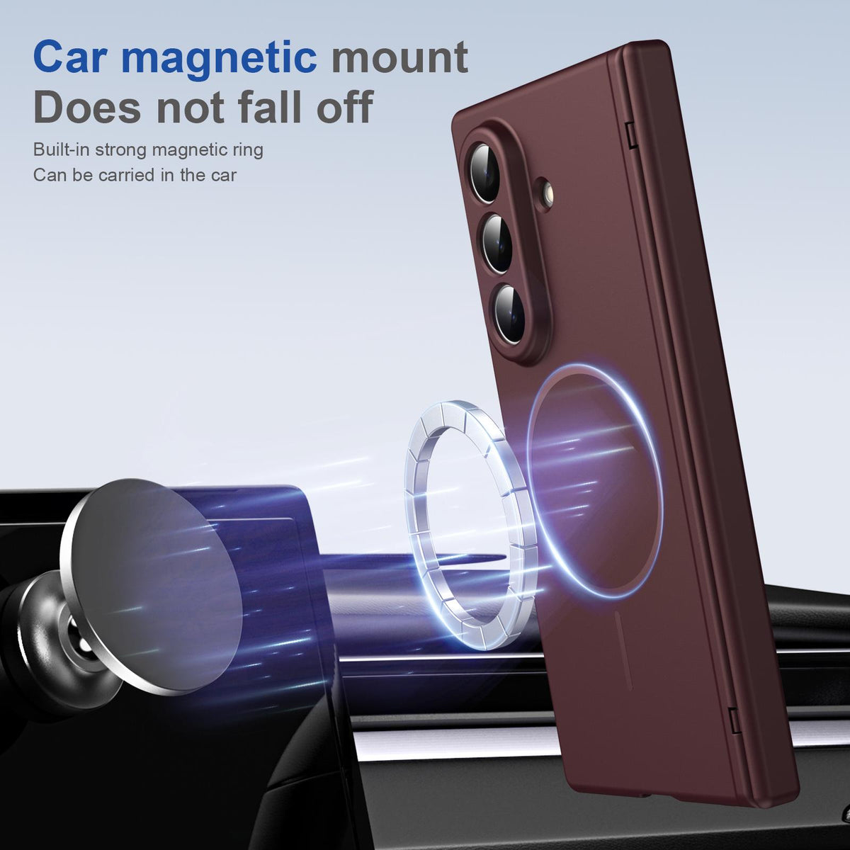 For Samsung Galaxy Z Fold7 5G Full Cover HD Integrated Magnetic Hinge Folding Phone Case - Burgundy - EDA010134104C