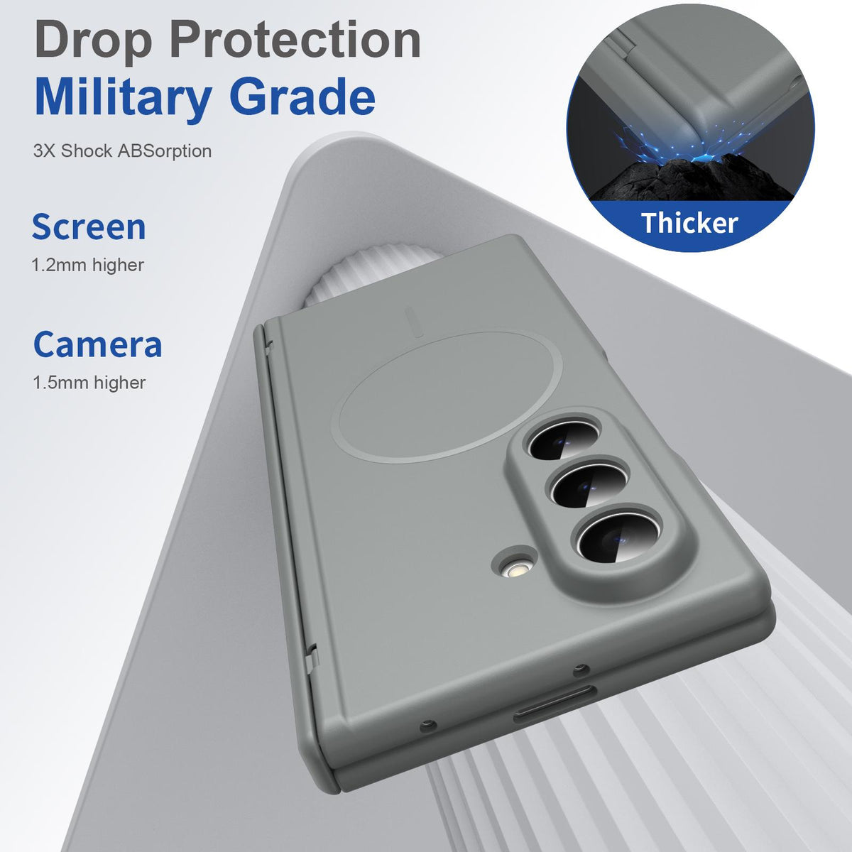 For Samsung Galaxy Z Fold7 5G Full Cover HD Integrated Magnetic Hinge Folding Phone Case - Grey - EDA010134104D