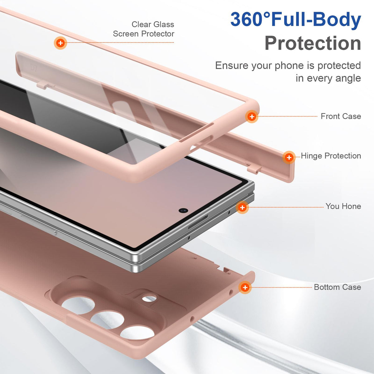 For Samsung Galaxy Z Fold7 5G Full Cover HD Integrated Magnetic Hinge Folding Phone Case - Pink - EDA010134104E