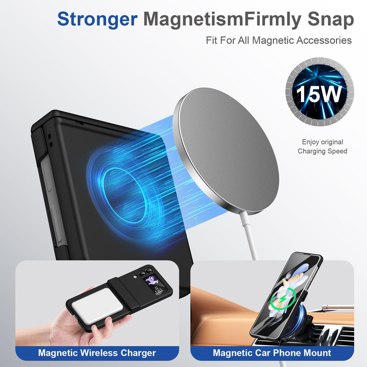 For Galaxy Z Flip4 Full Cover HD Integrated Magnetic Hinge Folding Phone Case - Black - EDA010134111A