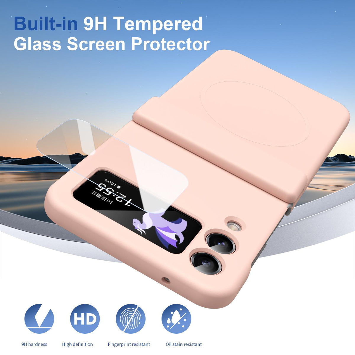 For Galaxy Z Flip4 Full Cover HD Integrated Magnetic Hinge Folding Phone Case - Pink - EDA010134111E