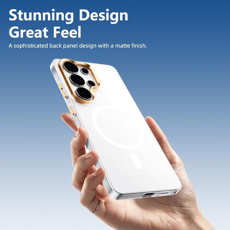 For Samsung Galaxy S25 Ultra 5G ABEEL Lightweight Semi Transparent Frosted Magnetic PC Phone Case - Pink - EDA010173604C