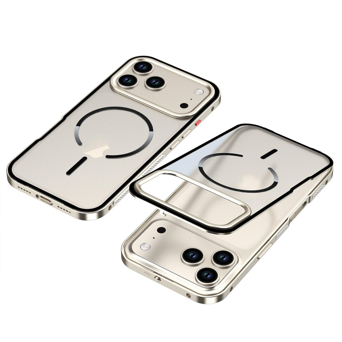For iPhone 18 Pro Max Single-sided Snap Buckle Metal Frame Frosted MagSafe Phone Case - Titanium - EDA010178601D