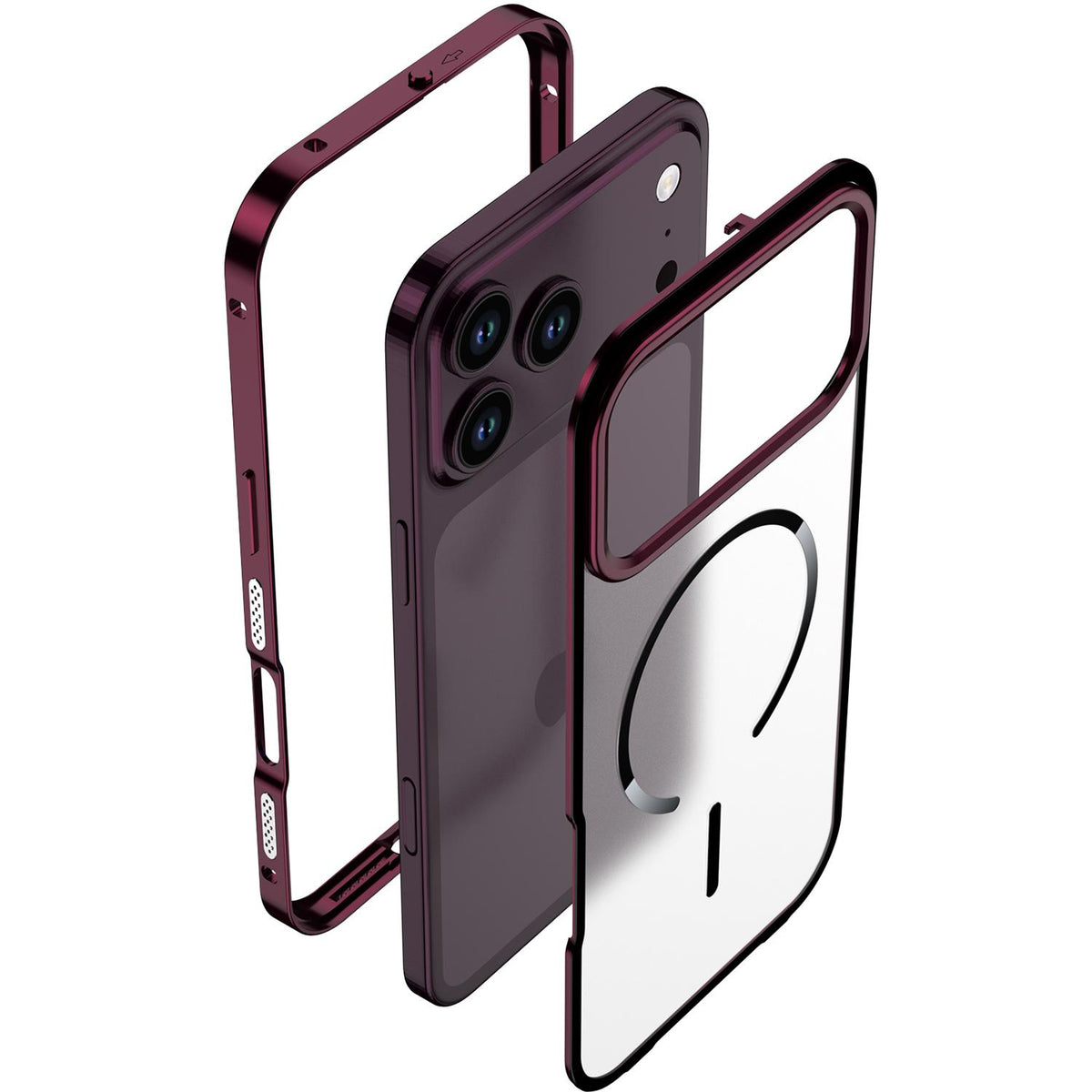 For iPhone 18 Pro Single-sided Snap Buckle Metal Frame Frosted MagSafe Phone Case - Light Blue - EDA010178602F