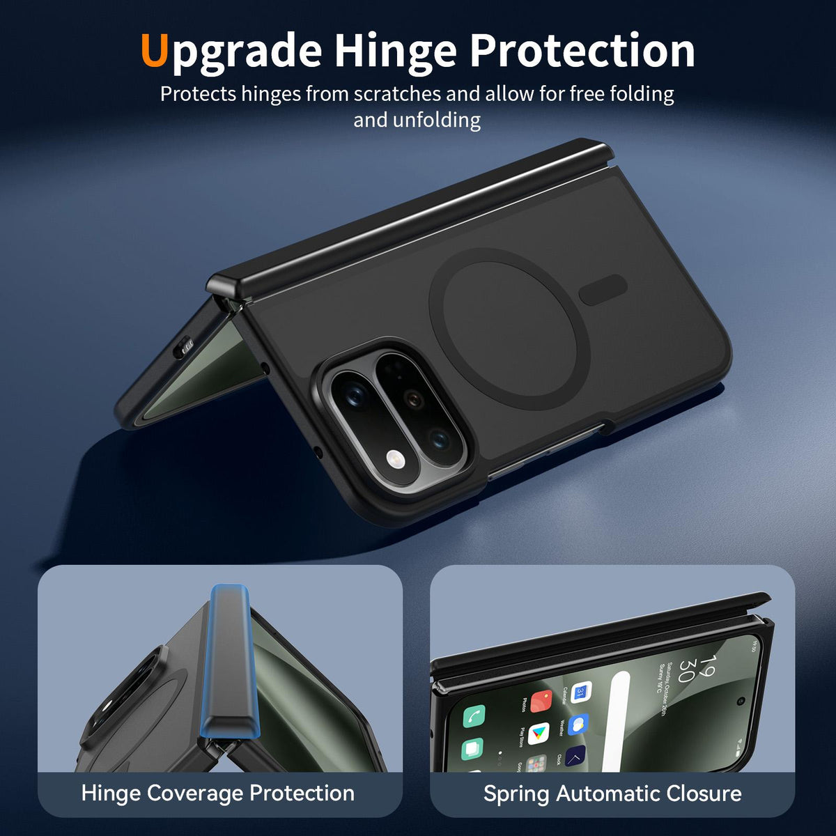 For Google Pixel 11 Pro Fold Skin Feel TPU Hybrid PC Magnetic Phone Case with Hinge Cover - Black - EDA010202101A
