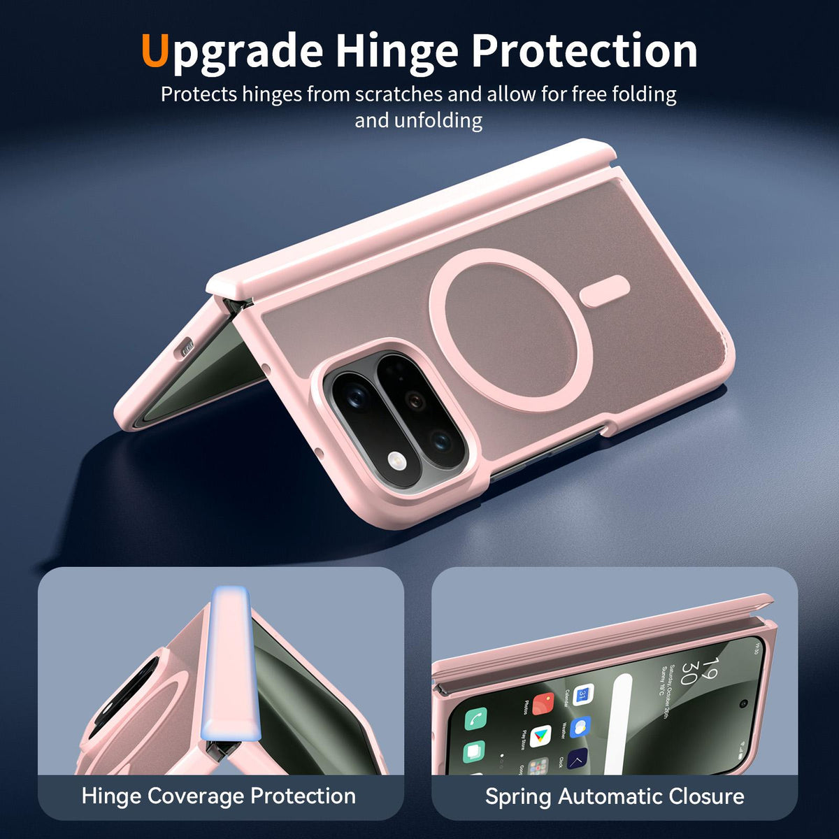 For Google Pixel 11 Pro Fold Skin Feel TPU Hybrid PC Magnetic Phone Case with Hinge Cover - Pink - EDA010202101C