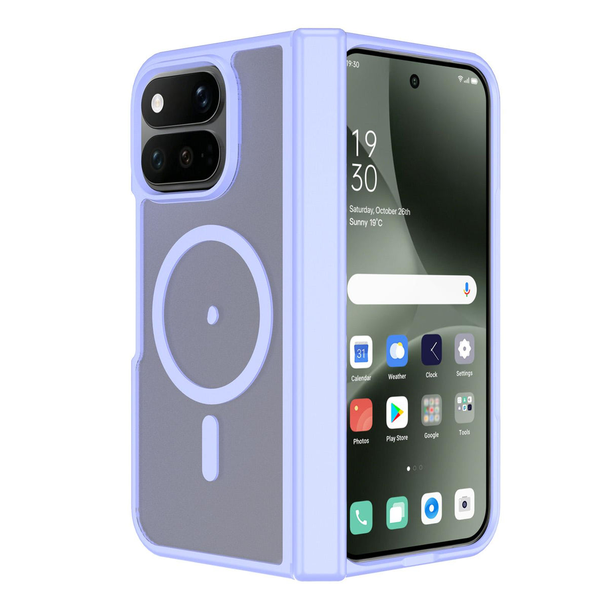 For Google Pixel 11 Pro Fold Skin Feel TPU Hybrid PC Magnetic Phone Case with Hinge Cover - Purple - EDA010202101D