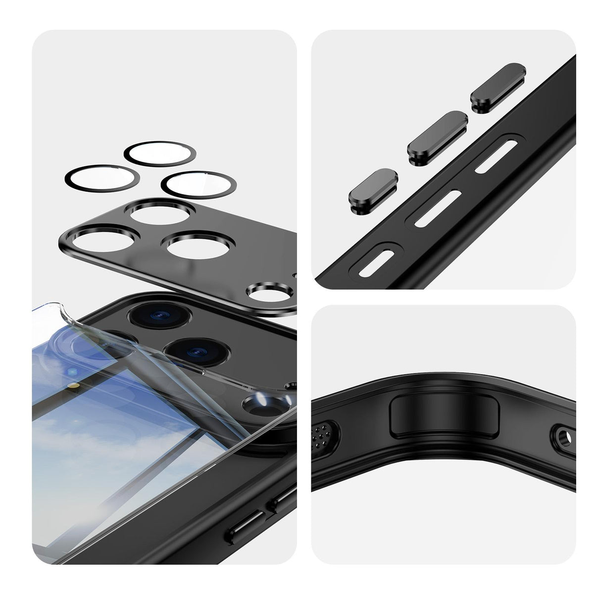 For iPhone 18 Pro Max Acrylic Hybrid TPU Armor Shockproof Phone Case - Black - EDA010202901A