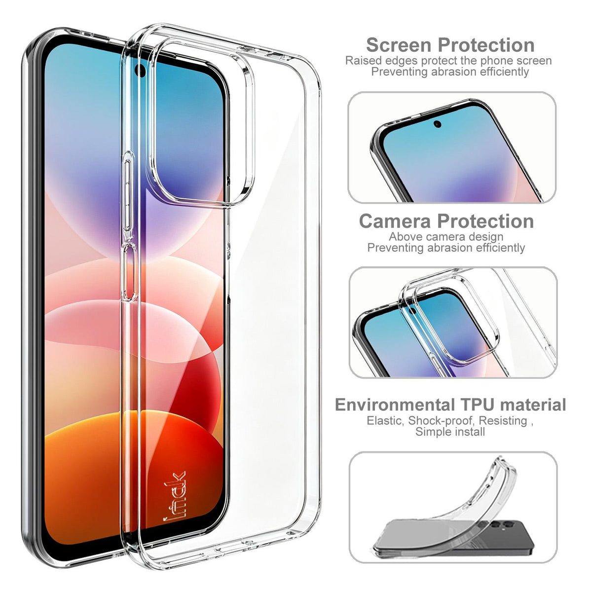For Redmi 17 4G / 5G Global 170mm imak UX-10 Series Transparent Shockproof TPU Phone Case - Transparent - EDA010204601A