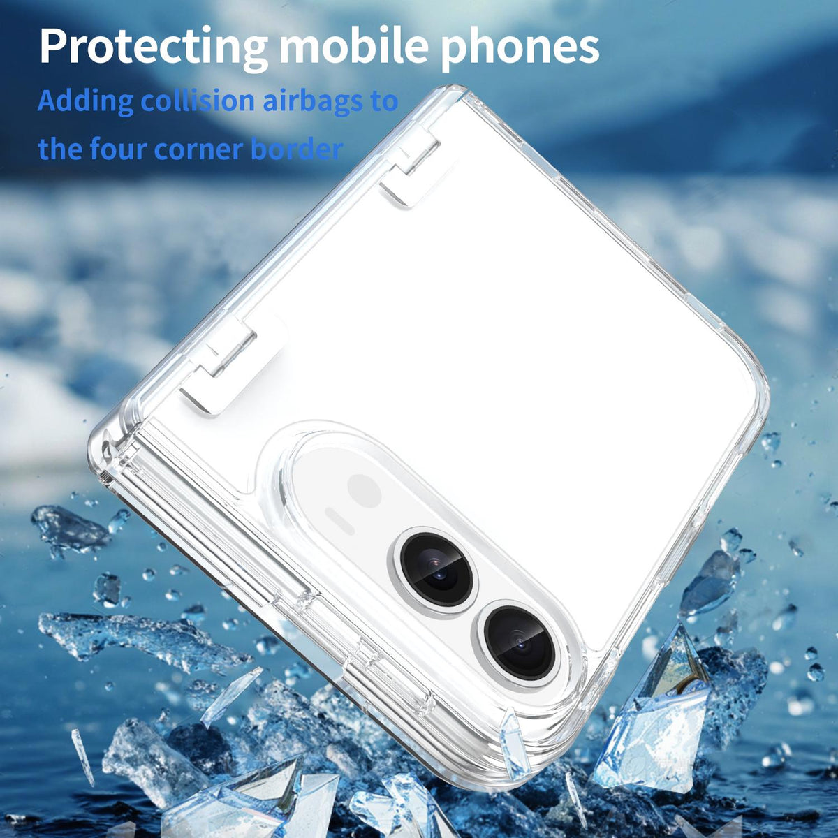 For iPhone Duo PC Hybrid TPU Airbag Folding Center Axis Phone Case - Transparent - EDA010226101C