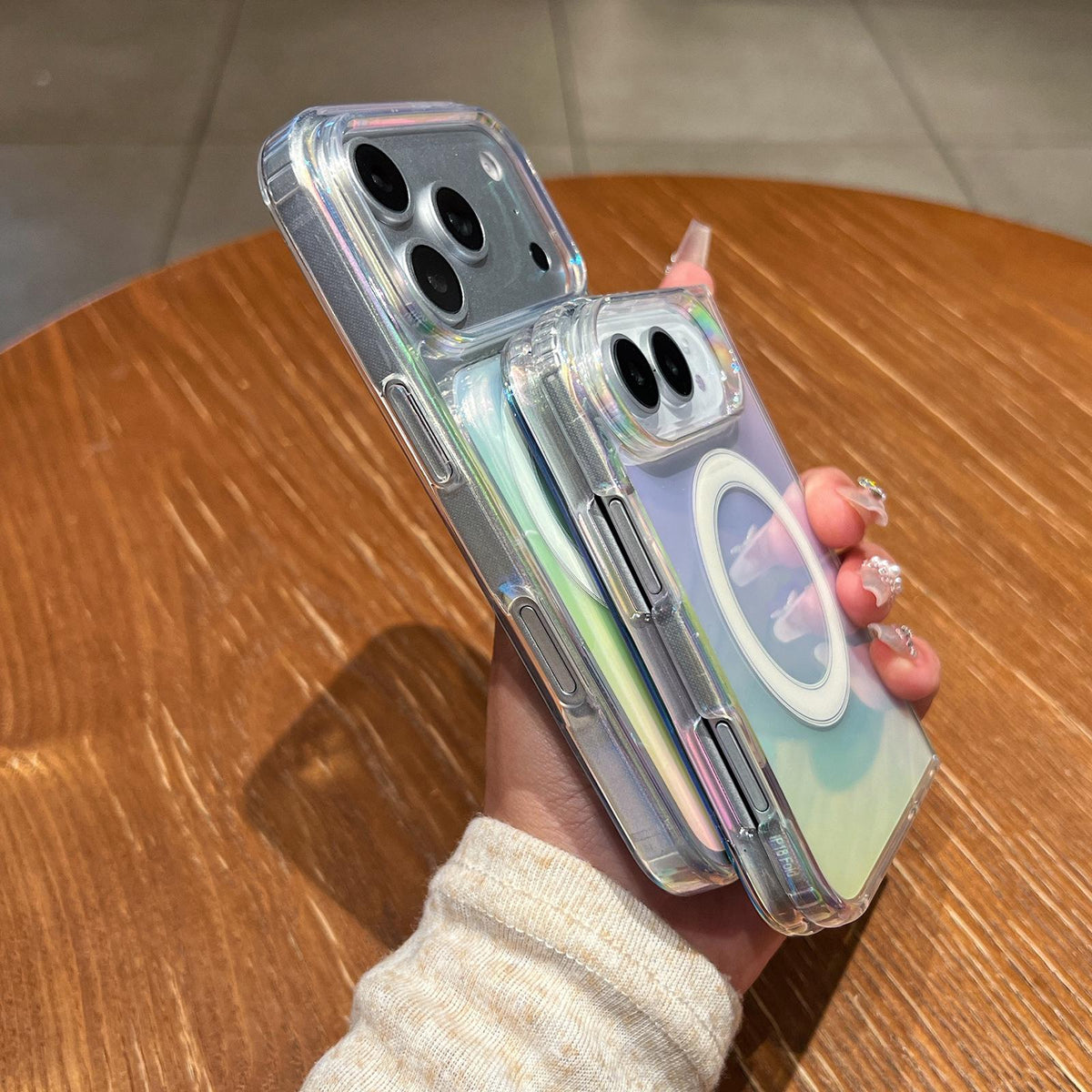 For iPhone Duo Gradient Color MagSafe Airbag Full Coverage Phone Case - Rainbow - EDA010230601A