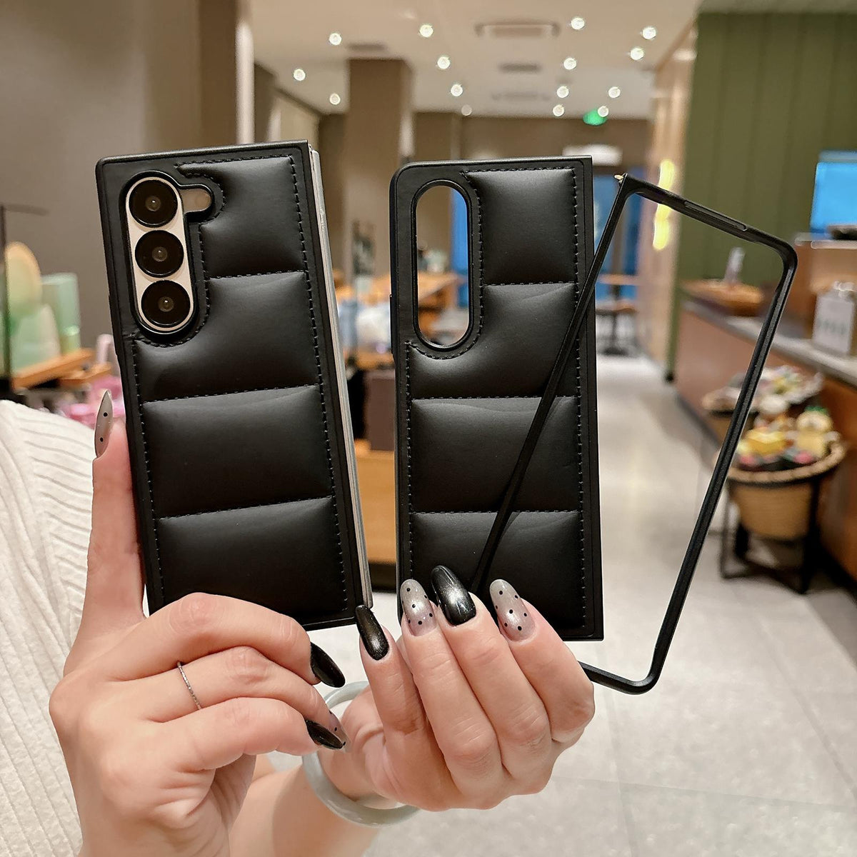 For Galaxy Z Fold8 Ultra 5G Cotton Filling Down Jacket Folding Phone Case - Black - EDA010230902A