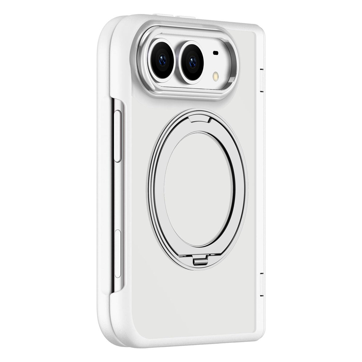 For iPhone Duo Shield Series Integrated Privacy Film Matte Frosted Magnetic Phone Case with 360-Degree Rotating Stand - White - EDA010232901C