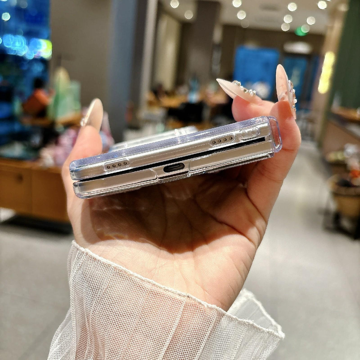 For iPhone Duo Clear Spring Hinge PC Phone Case - Transparent - EDA010235701A