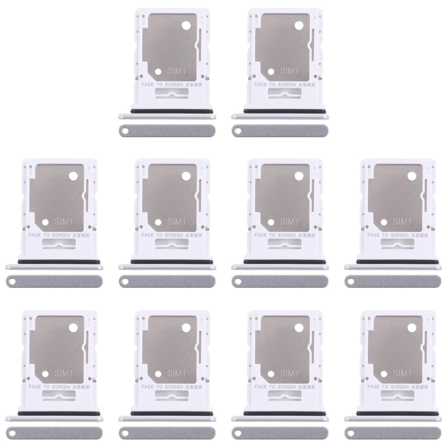 For Xiaomi Redmi Note 14 5G 10pcs Original SIM + SIM / Micro SD Card Tray (Silver)