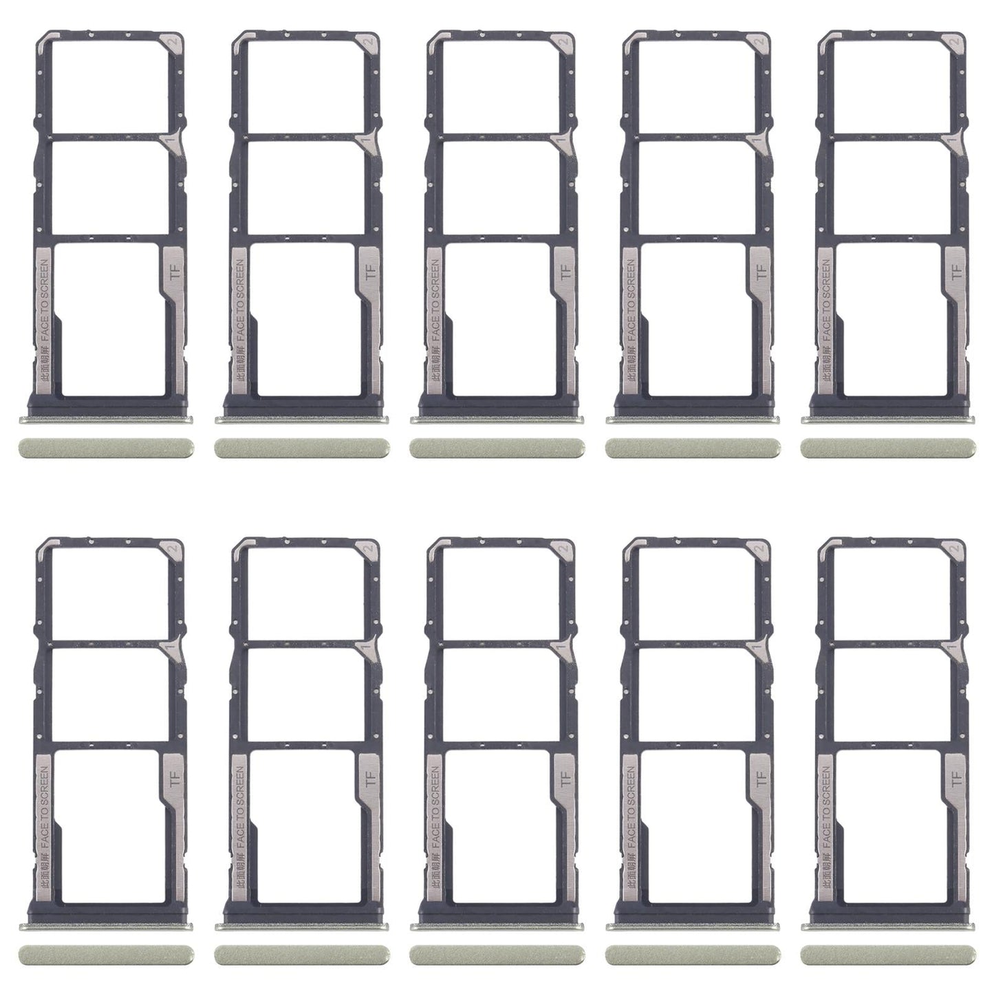 For Xiaomi Redmi 14C 4G 10pcs Original SIM Card Tray + SIM Card Tray + Micro SD Card Tray (Green)