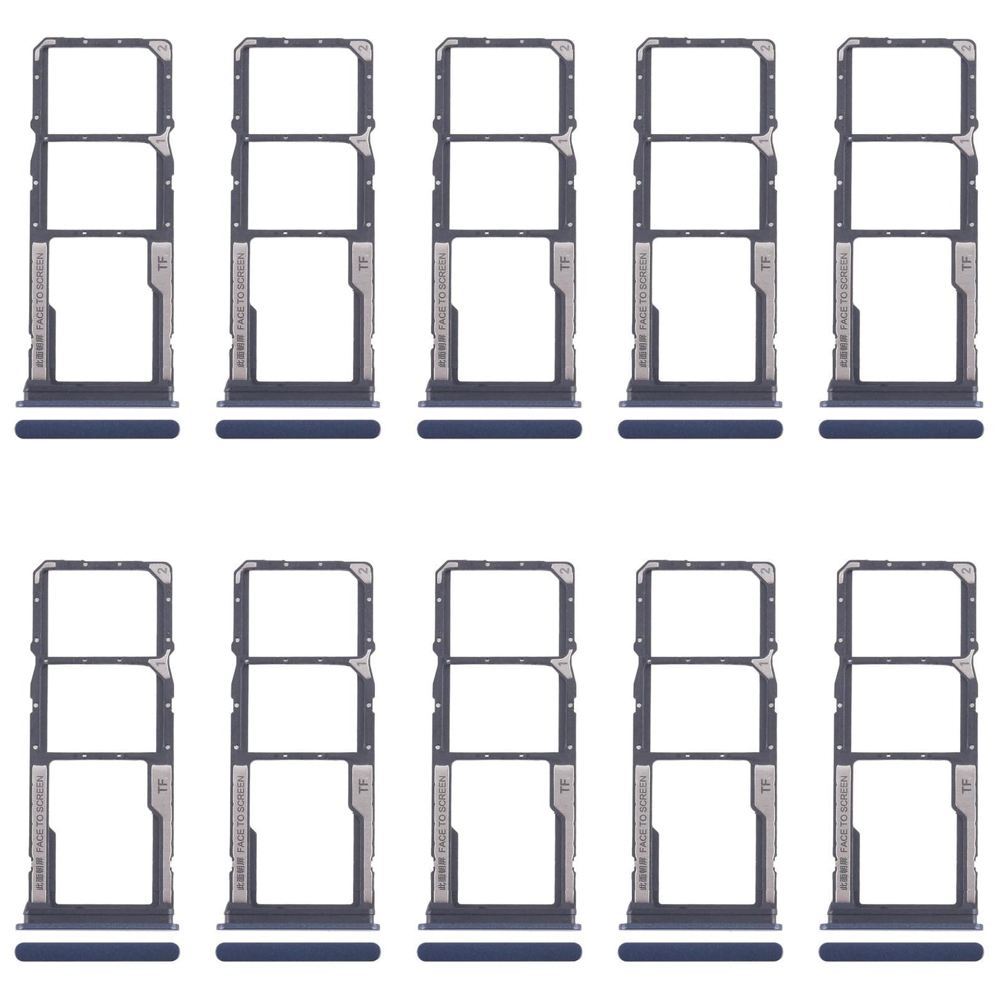 For Xiaomi Redmi 14C 4G 10pcs Original SIM Card Tray + SIM Card Tray + Micro SD Card Tray (Blue)