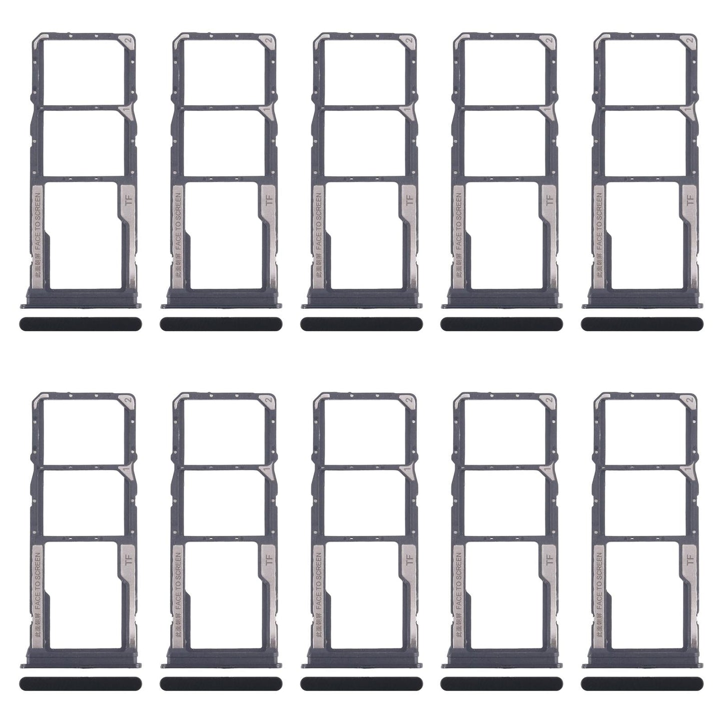 For Xiaomi Redmi 14R 5G 10pcs Original SIM Card Tray + SIM Card Tray + Micro SD Card Tray (Black)