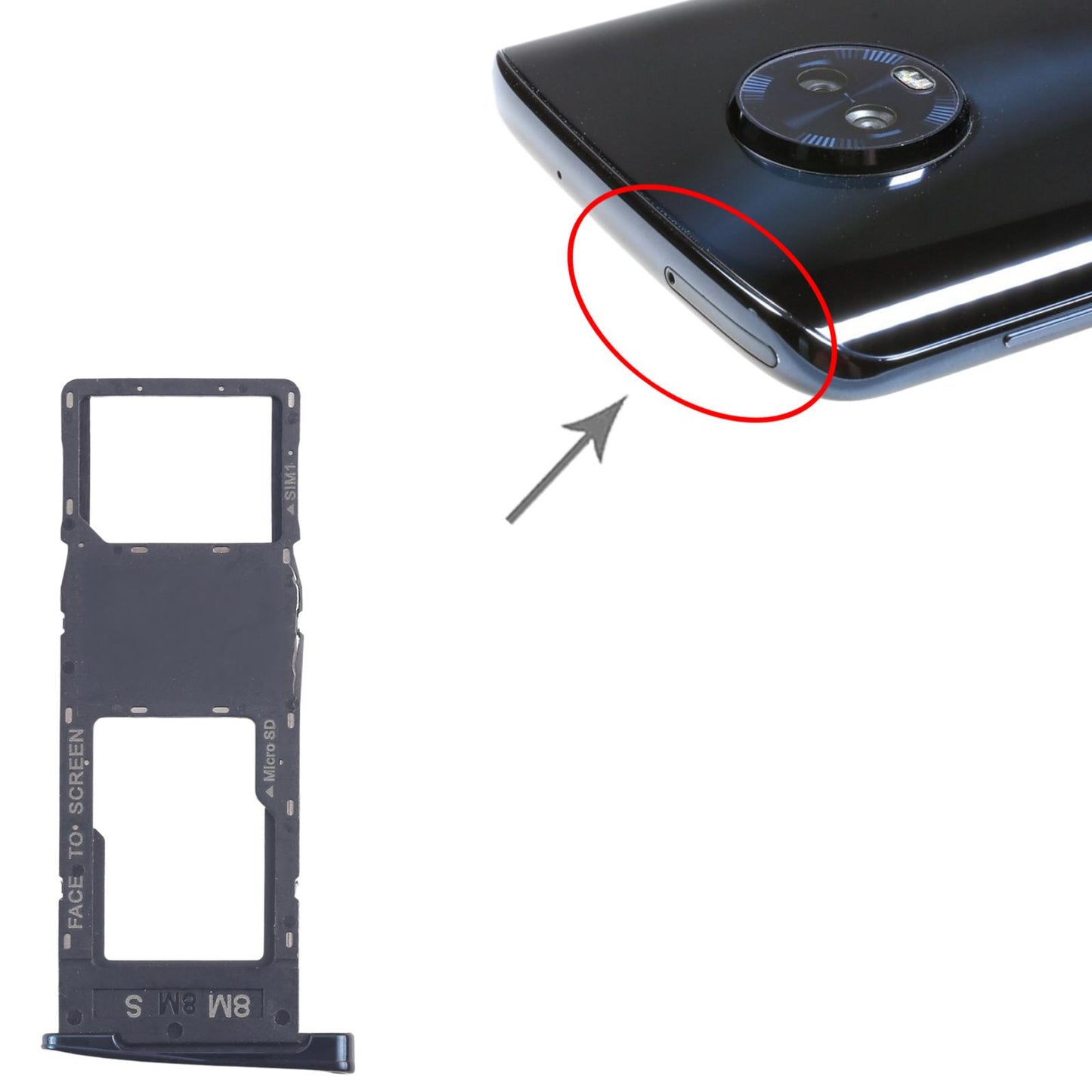 For Motorola Moto G6 Plus 10pcs Original SIM + Micro SD Card Tray (Black)