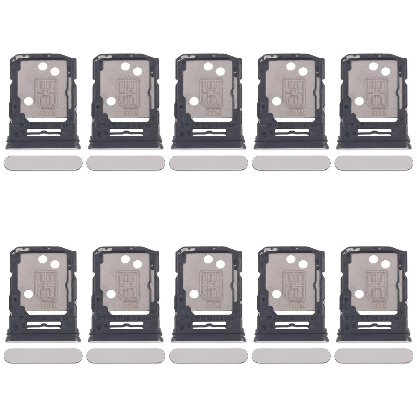 For OPPO Reno12 5G CPH2625 10pcs Original SIM Card Tray + SIM Card Tray / Micro SD Card Tray (Silver)