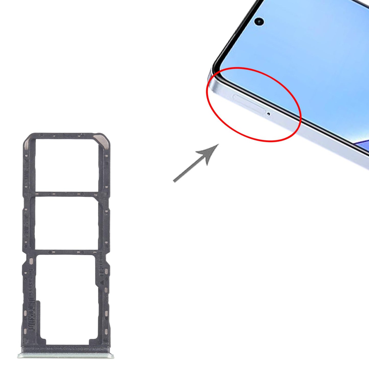 For Realme 11x 5G RMX3785 10pcs Original SIM Card Tray + SIM Card Tray + Micro SD Card Tray (Green)