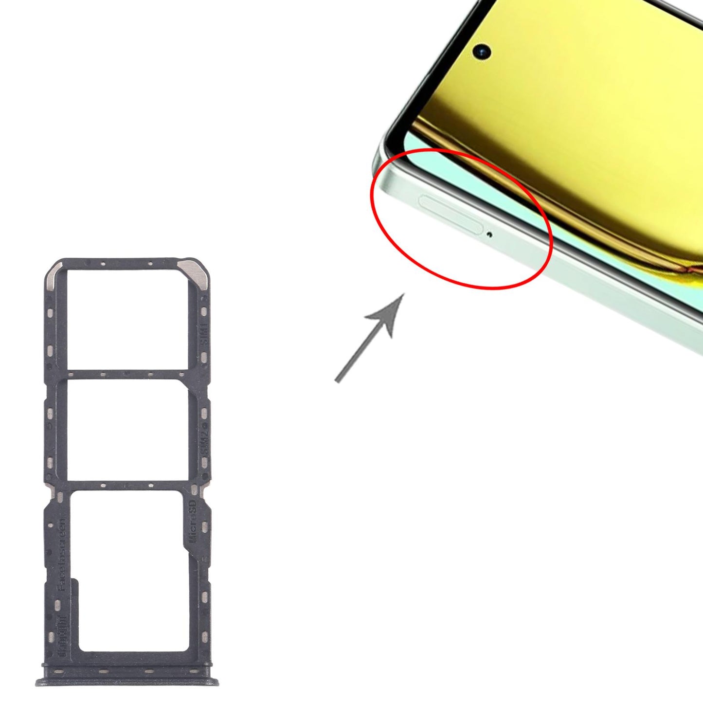 For Realme 12 Lite 4G 10pcs Original SIM Card Tray + SIM Card Tray + Micro SD Card Tray (Dark Green)
