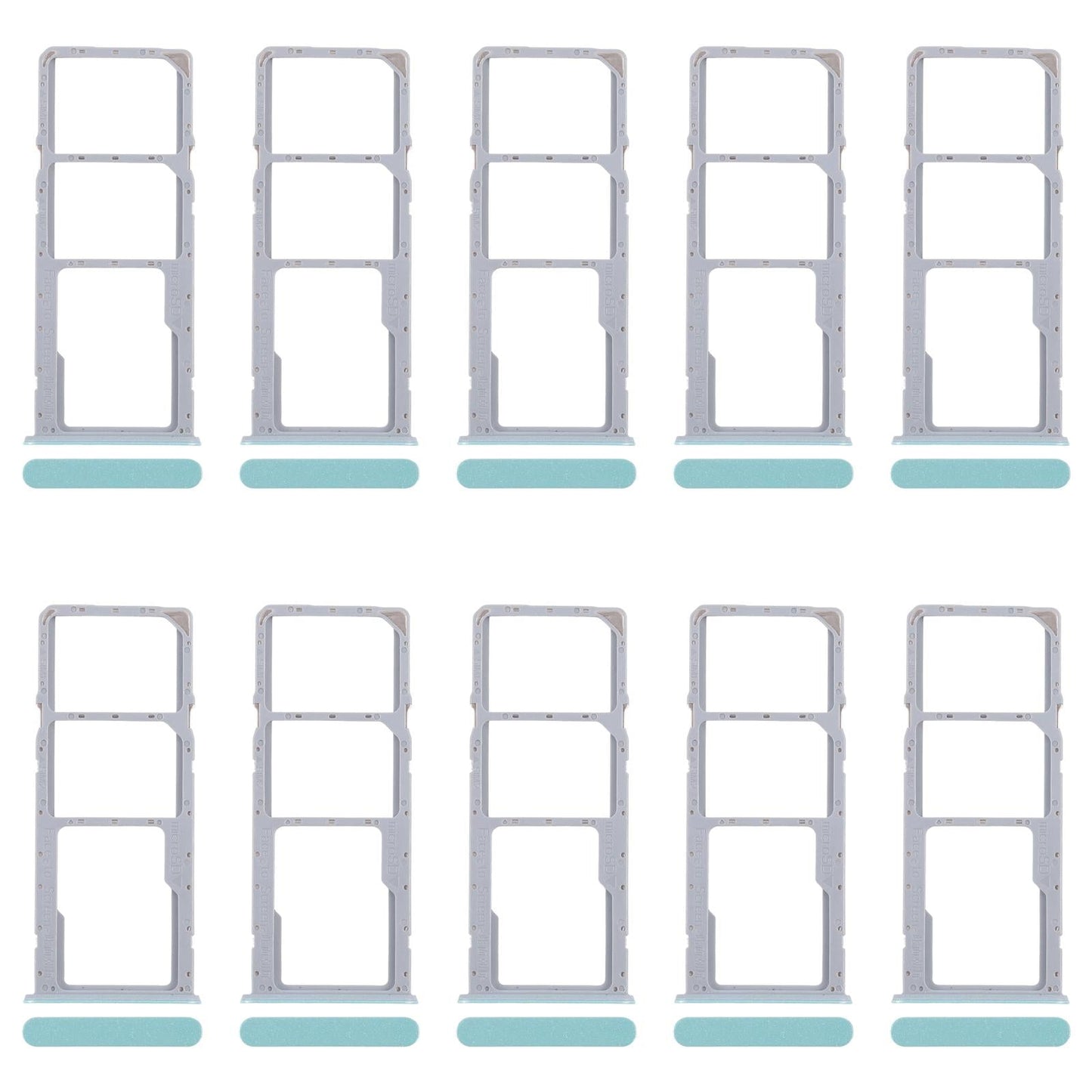 For Realme C51s 10pcs Original SIM Card Tray + SIM Card Tray + Micro SD Card Tray (Blue)