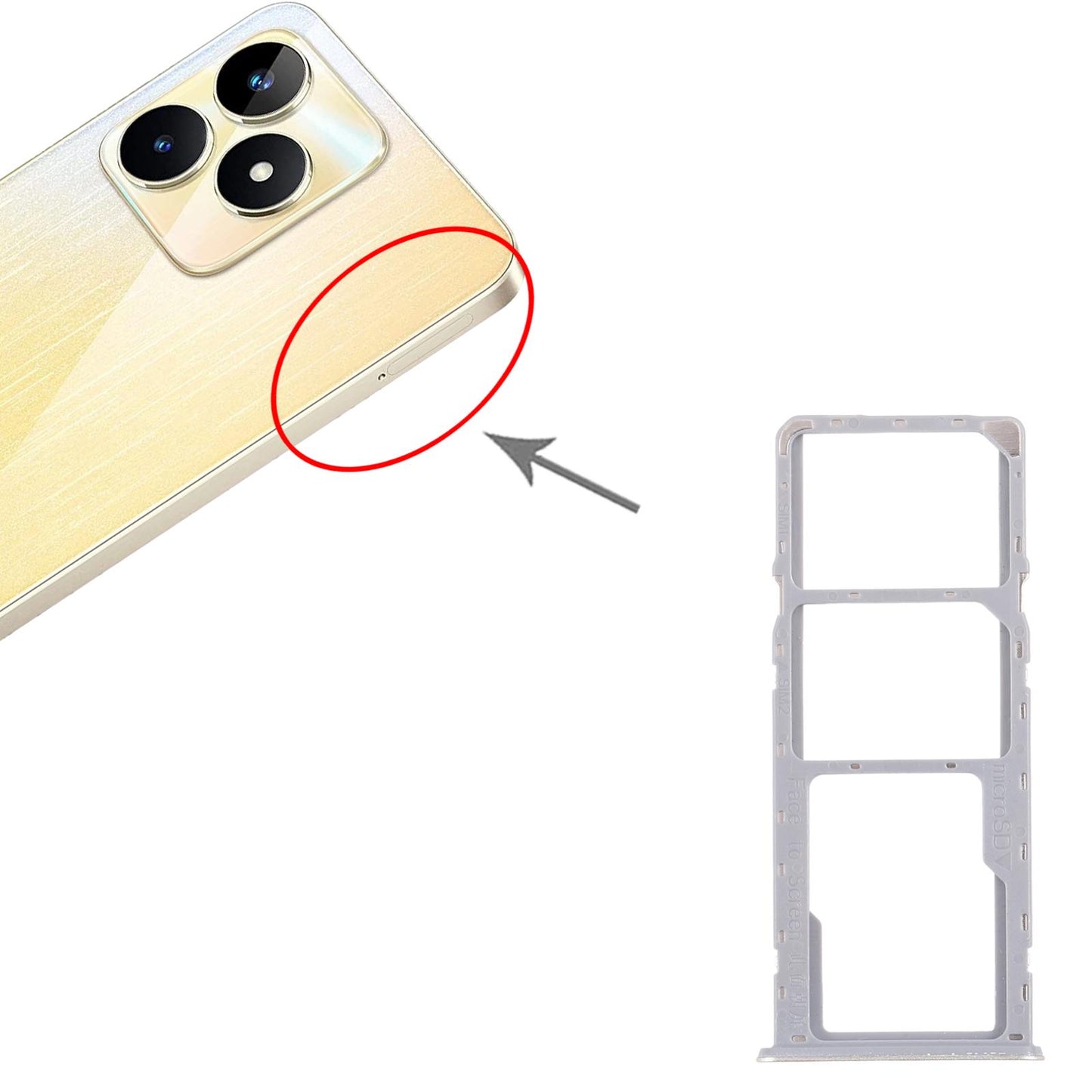 For Realme Narzo N53 4G 10pcs Original SIM Card Tray + SIM Card Tray + Micro SD Card Tray (Gold)