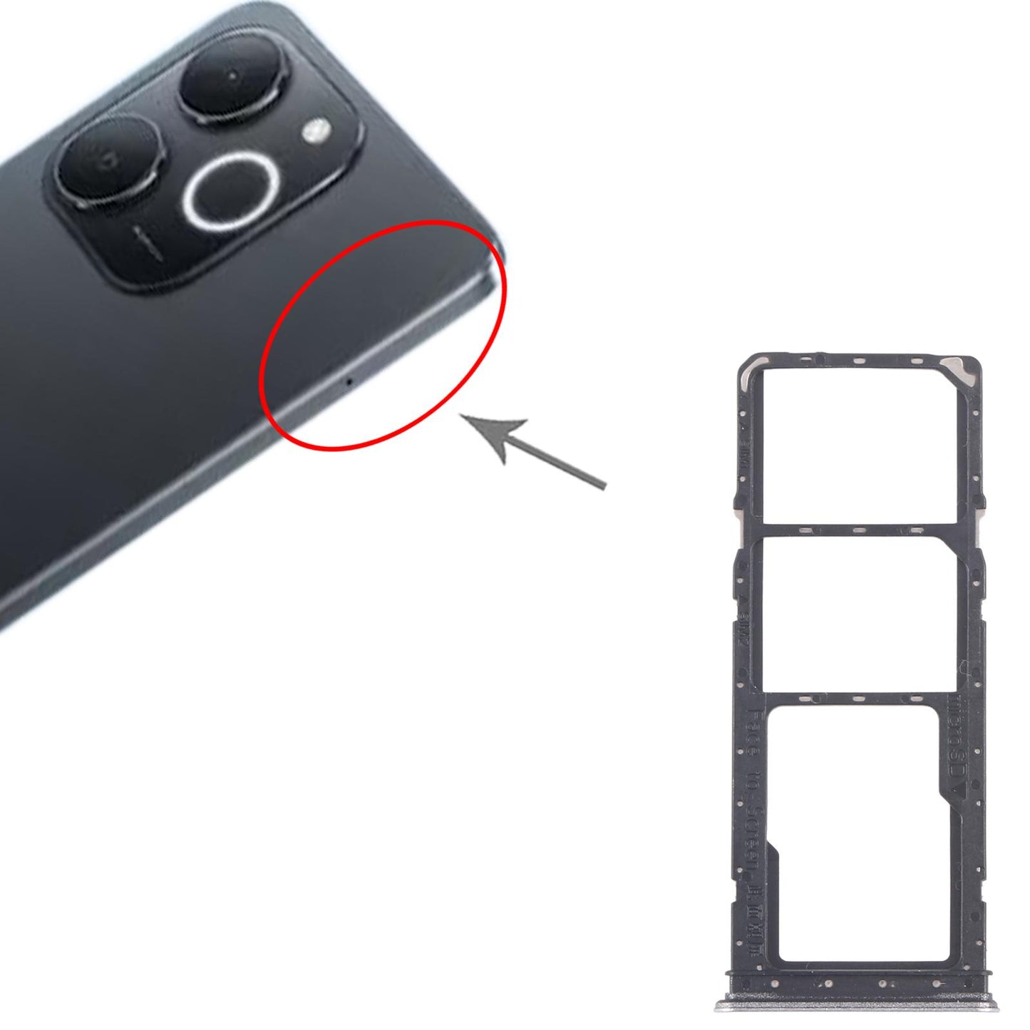 For Realme Narzo C71 4G RMX5303 10pcs Original SIM Card Tray + SIM Card Tray + Micro SD Card Tray (Silver)