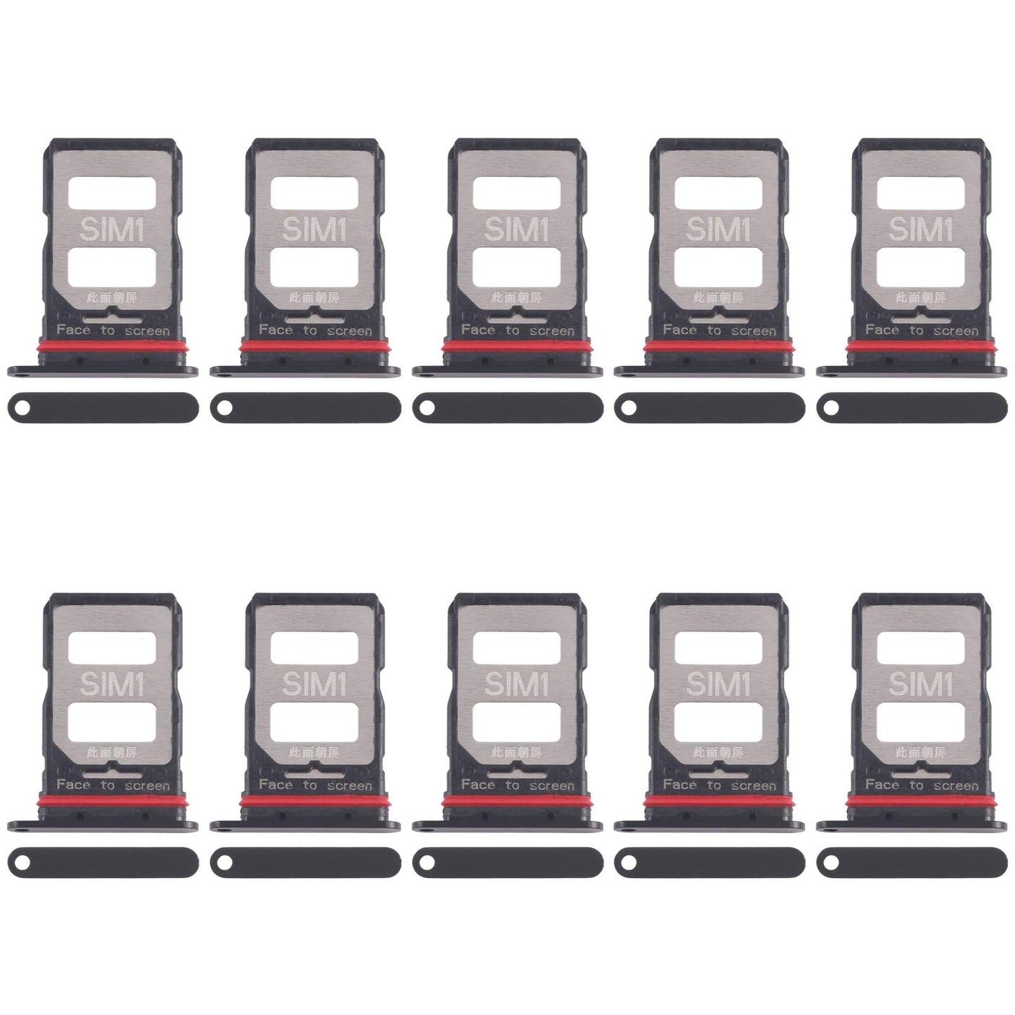 For Xiaomi Poco F6 Pro 10pcs SIM Card Tray + SIM Card Tray (Black)