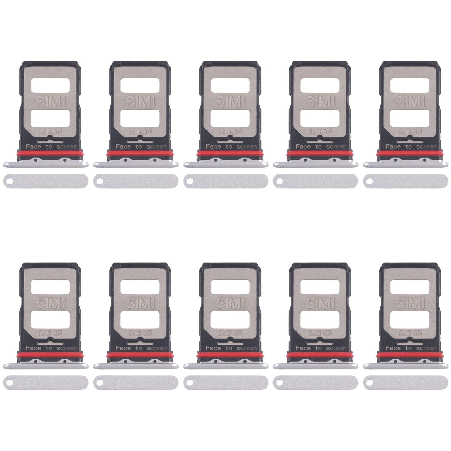 For Xiaomi Poco F6 Pro 10pcs SIM Card Tray + SIM Card Tray (Silver)