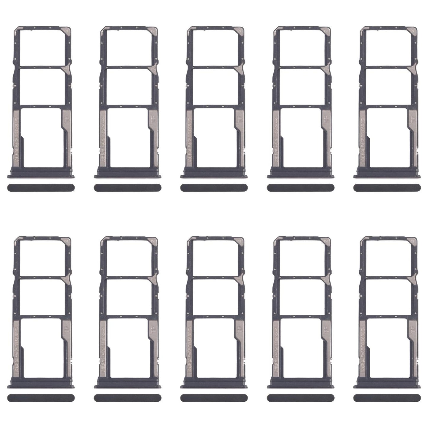 For Xiaomi Poco C75 10pcs SIM Card Tray + SIM Card Tray + Micro SD Card Tray (Black)