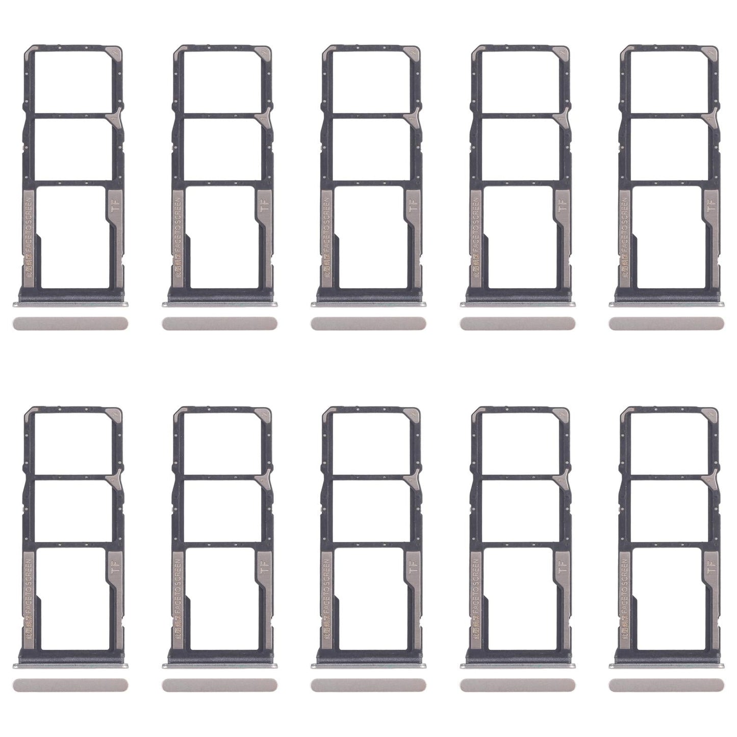 For Xiaomi Poco C75 10pcs SIM Card Tray + SIM Card Tray + Micro SD Card Tray (Gold)