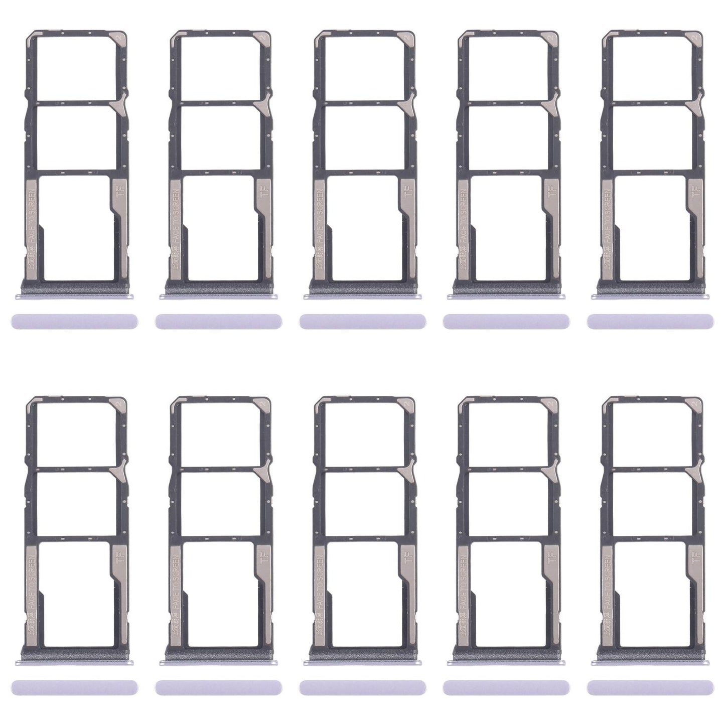 For Xiaomi Redmi A4 10pcs SIM Card Tray + SIM Card Tray + Micro SD Card Tray (Purple)