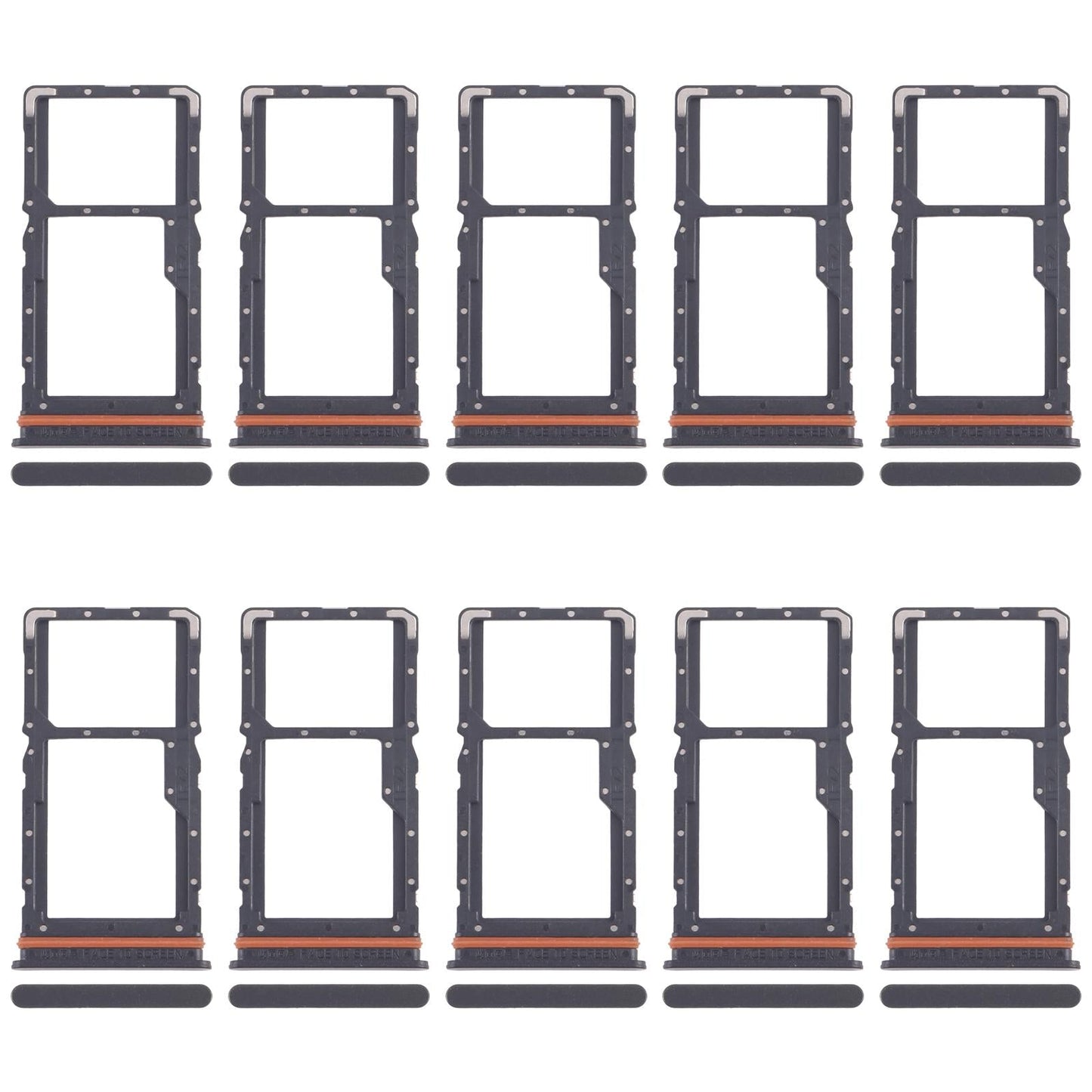 For Xiaomi Poco M6 4G 10pcs SIM Card Tray + SIM Card Tray / Micro SD Card Tray (Black)