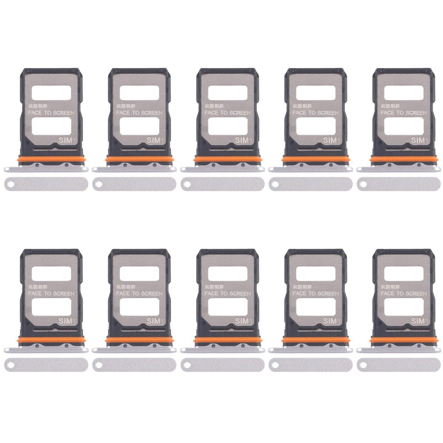 For Xiaomi Redmi K70 Ultra 10pcs SIM Card Tray + SIM Card Tray (Silver)