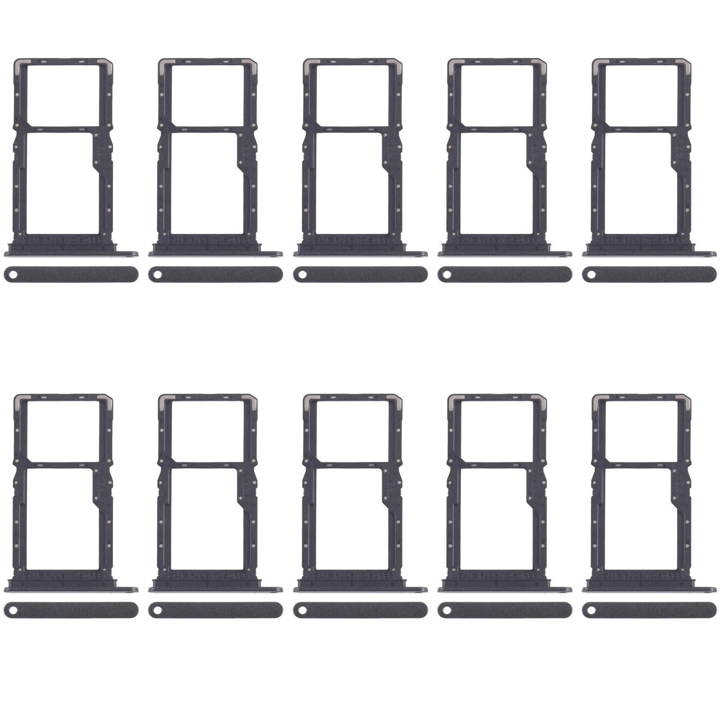 For Xiaomi Poco X6 Neo 5G 10pcs SIM Card Tray + SIM Card Tray / Micro SD Card Tray (Black)