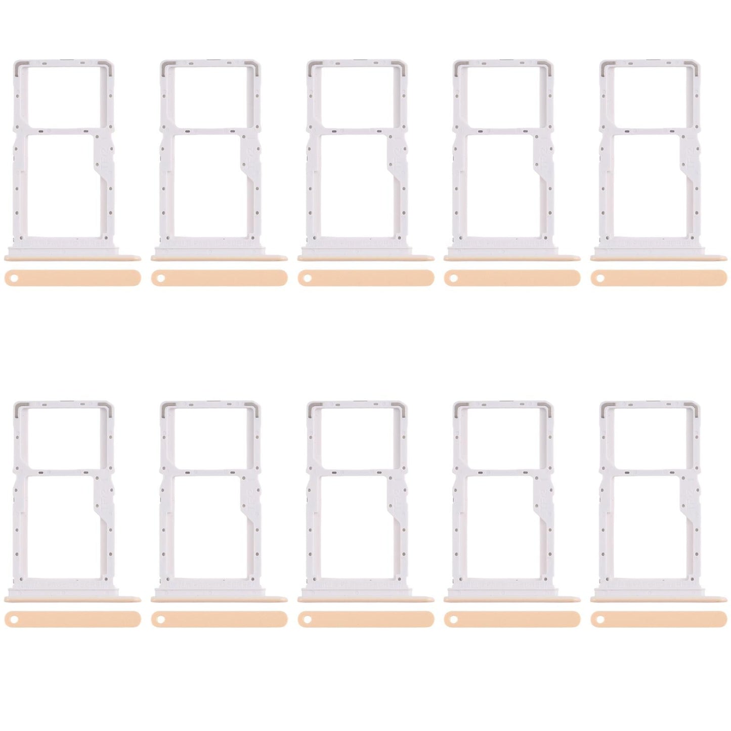 For Xiaomi Poco X6 Neo 5G 10pcs SIM Card Tray + SIM Card Tray / Micro SD Card Tray (Gold)
